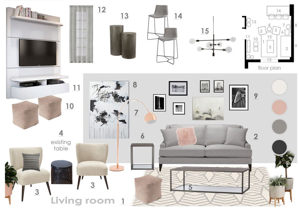 Bright Mid-Century Modern Living Room Anna T Moodboard 2 thumb