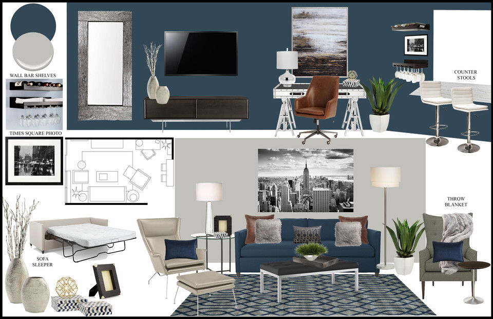 Masculine and Modern Bachelor Pad Rachel H. Moodboard 1 thumb