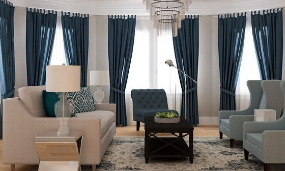 Beautiful Blues in Living Room Transformation