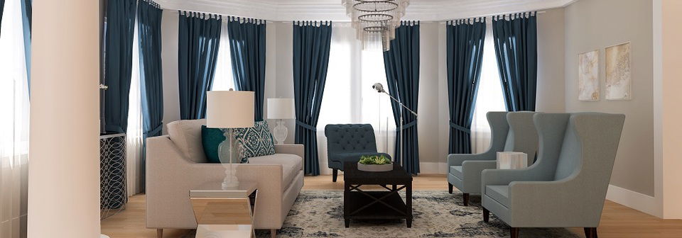 Beautiful Blues in Living Room Transformation