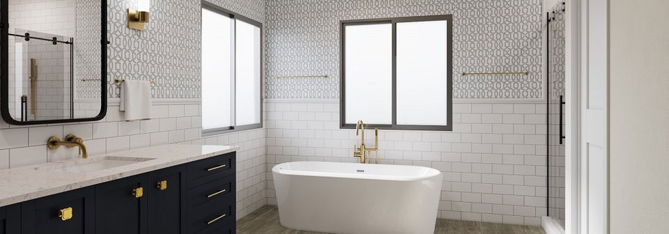 Transformación de Baño de Diseño Ecléctico - Render Después