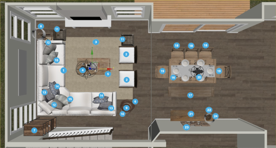 Online Designer Combined Living/Dining Floorplan