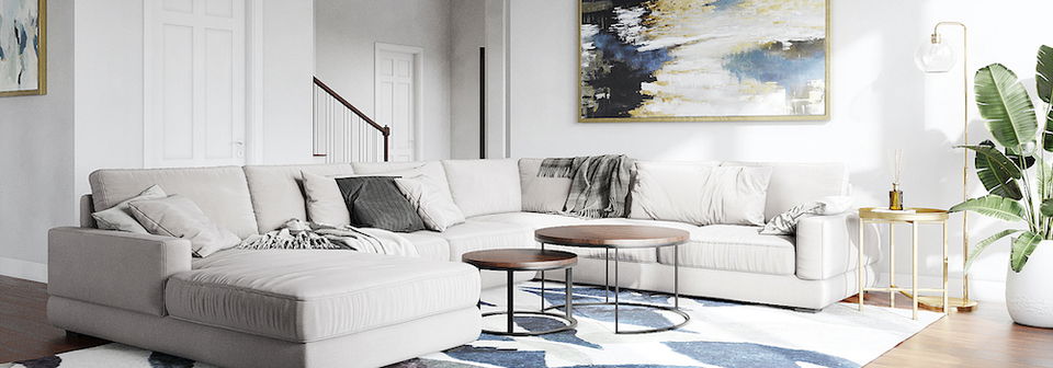 Diseño contemporáneo de múltiples habitaciones con toques de color - Renderizado después