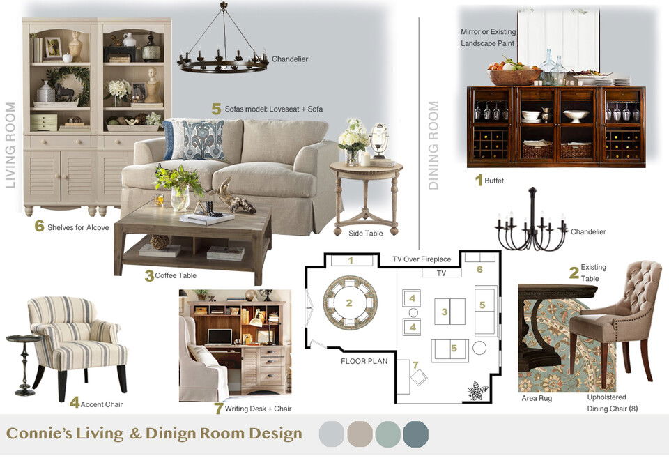 Neutral Transitional Living/Dining Room Design With Blue Accents Tiara M. Moodboard 1 thumb