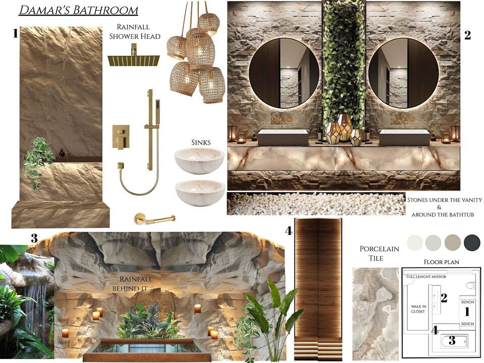 Baño con tema de jungla rocosa Kamila A. Moodboard 2 thumb