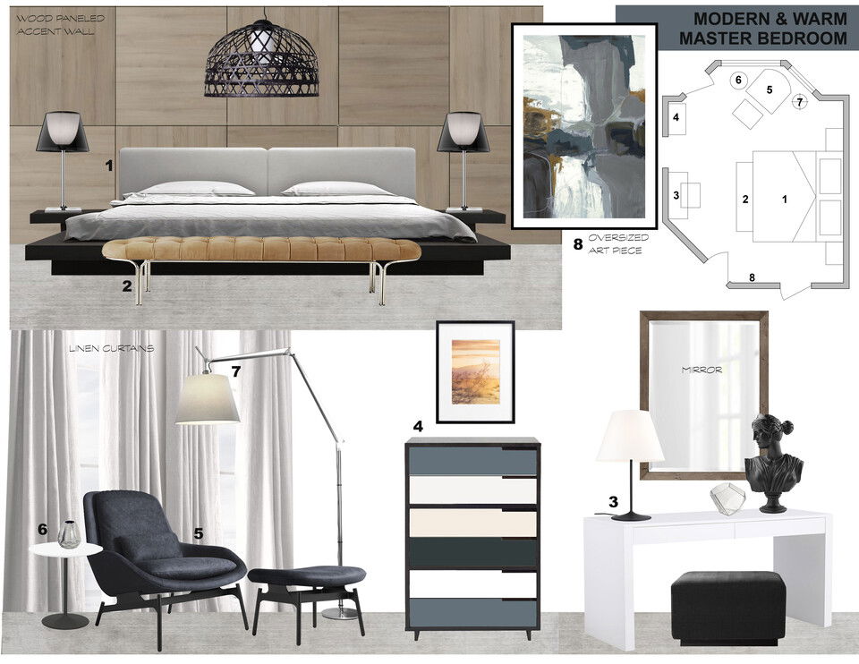 Modern Master Bedroom Transformation Laura A. Moodboard 2 thumb