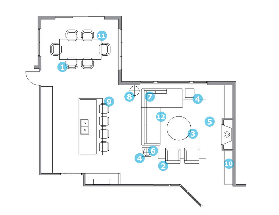 Online Designer Combined Living/Dining Floorplan