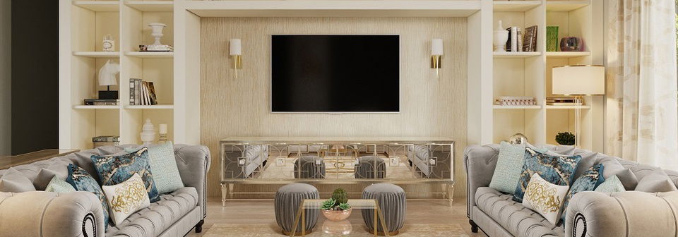 Luxurious Living Room Design- After Rendering