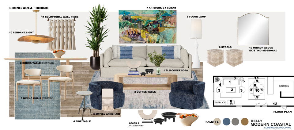 Organic Eclectic Combined Living & Dining Room Ibrahim H. Moodboard 2 thumb
