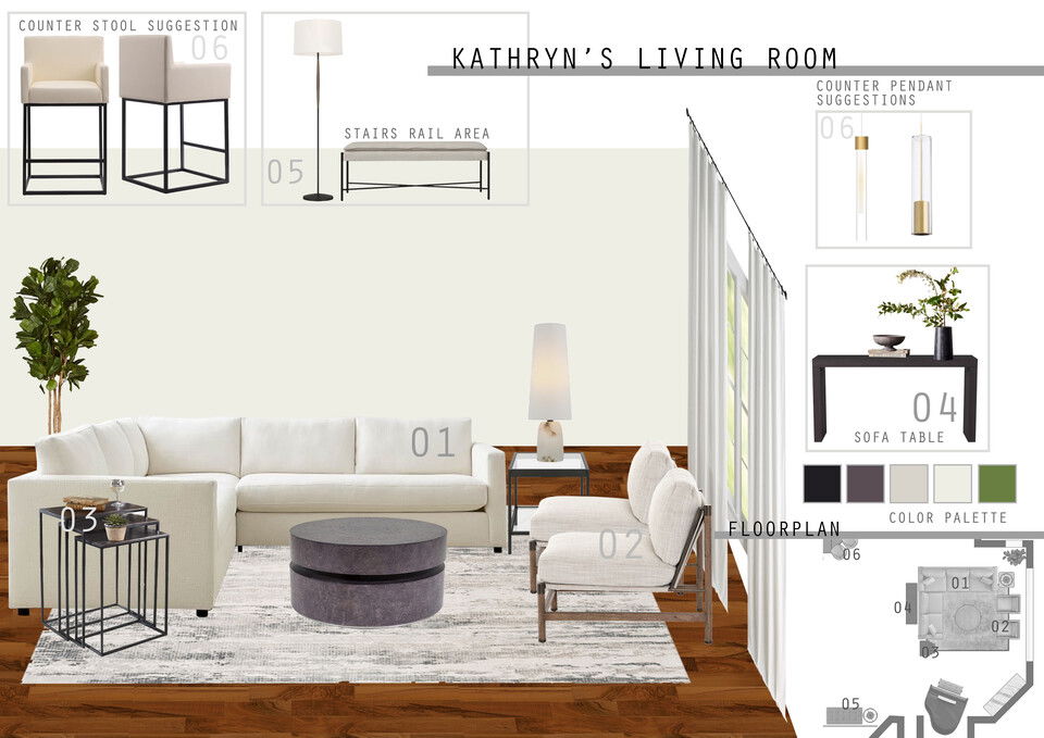 Contemporary Open Living Room Transformation Jessica D. Moodboard 1 thumb