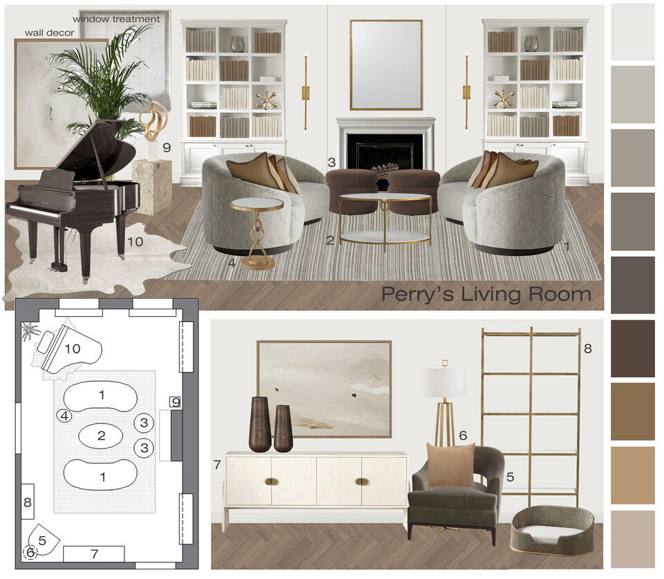 Neoclassical Living and Dining Room with Built-in Cabinets Selma A. Moodboard 1 thumb