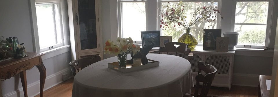 Traditional Dining Room With Blue Accents- Before Photo