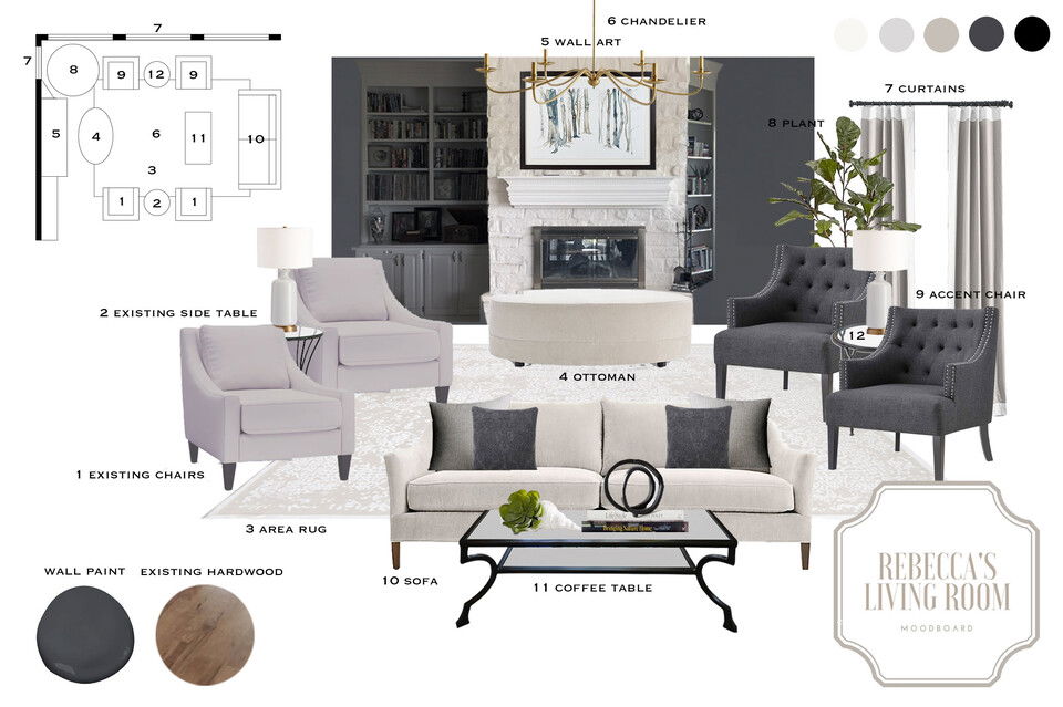 Ideas de diseño de muebles para sala de estar transitional MaryBeth C. Tablero de estado de ánimo 2 miniatura