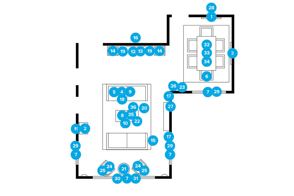 Online Designer Combined Living/Dining Floorplan