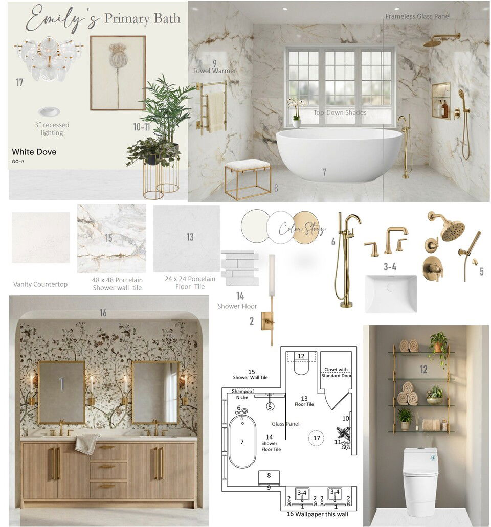 Fresh Modern Luxe Bathroom Renovation Wanda P. Moodboard 1 thumb