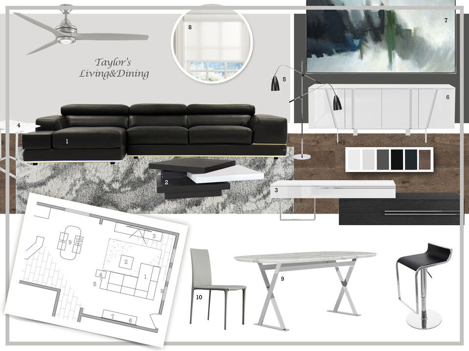 Masculine Contemporary Living & Dining Combo Dragana V. Moodboard 2 thumb