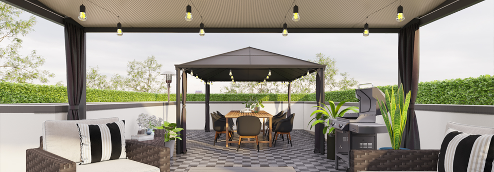 Contemporary Scandinavian Rooftop Patio Decor- After Rendering