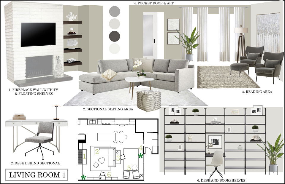 Diseño de Interior de Cocina y Sala de Estar Blanca Rachel H. Moodboard 1 thumb