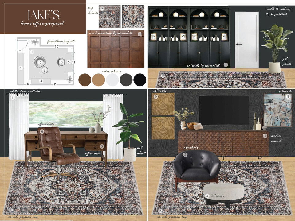 Elegant Dark Home Office with Modern Details Sharné L. Moodboard 2 thumb