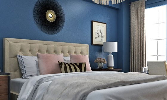 Blue Bedroom Transitional Interior Design