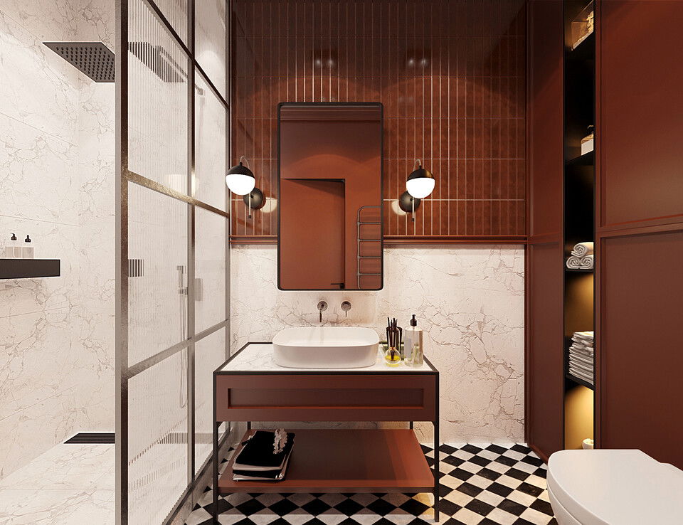 Colorful Small Bathroom Design