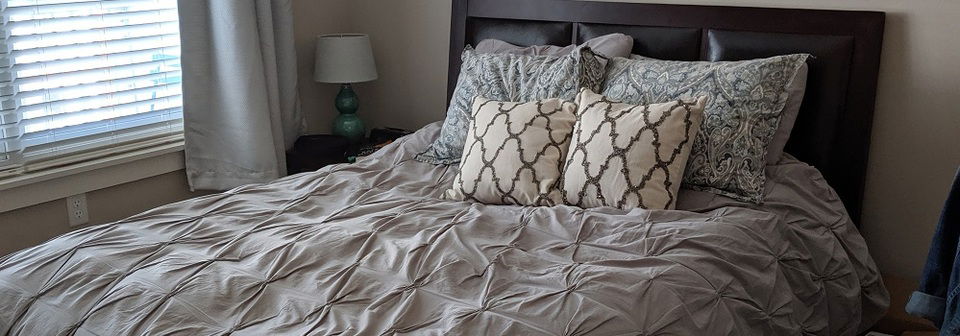 Diseño de interiores del dormitorio principal relajante - Foto antes