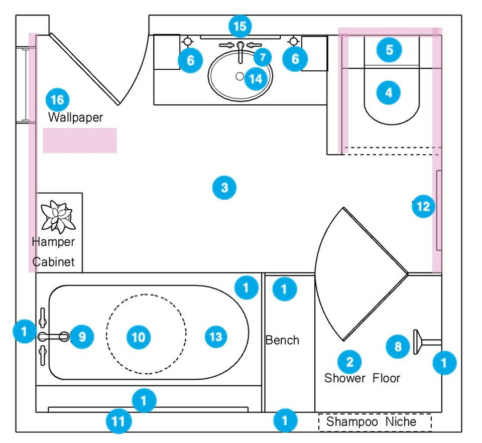 Online Designer Bathroom Floorplan