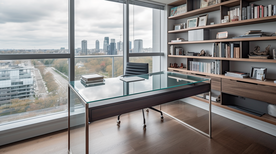 Modern Home Office Design with a City View