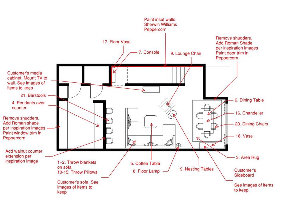 Online Designer Combined Living/Dining Floorplan