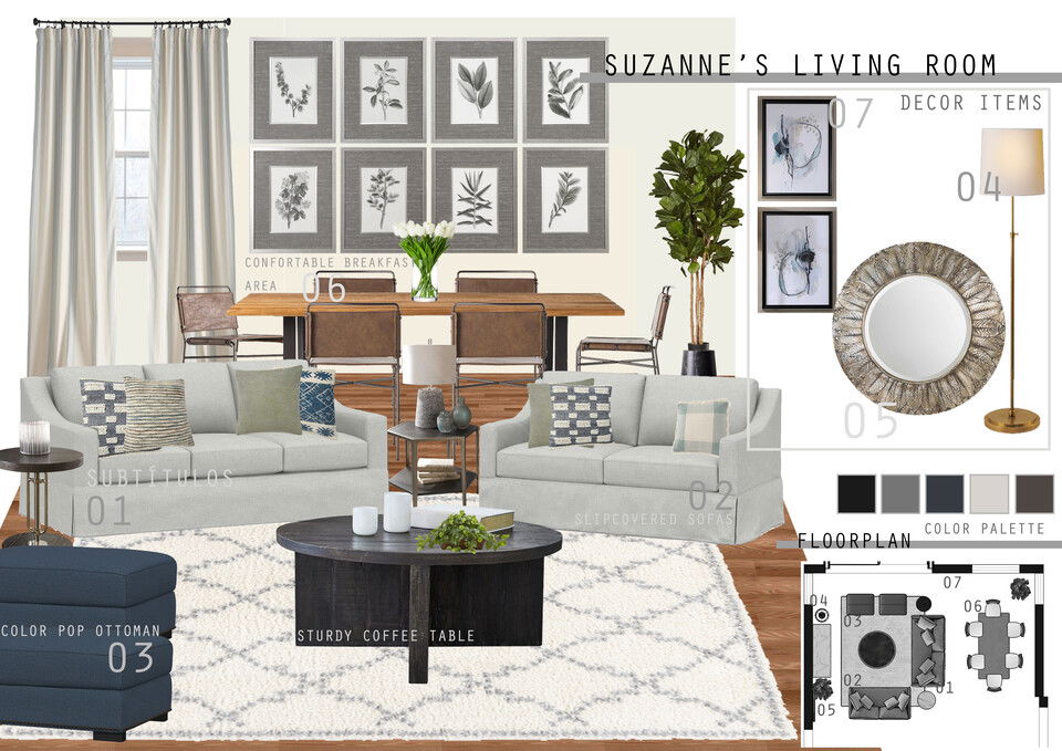 Modern Farmhouse Feminine Living Room Jessica D. Moodboard 2 thumb