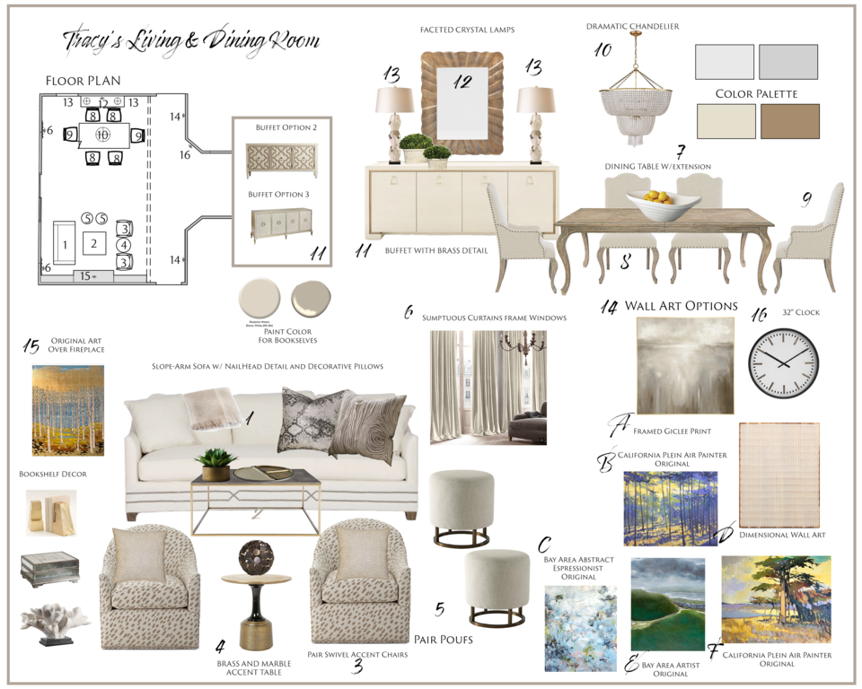 Traditional Feminine Living & Dining Room Decor Theresa W. Moodboard 1 thumb