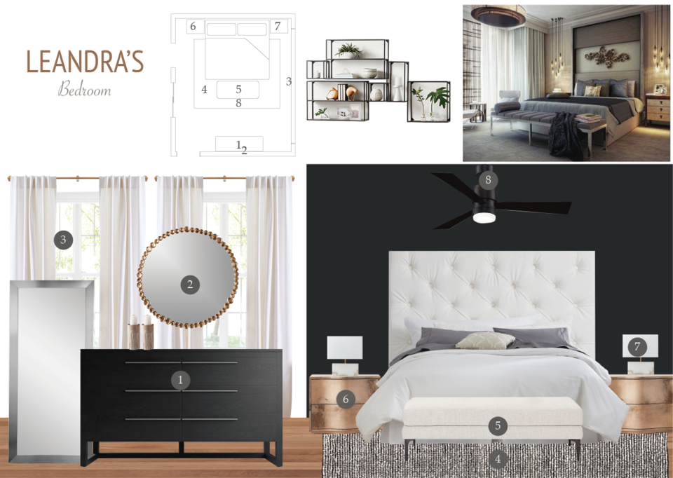 Modern Glam Bedroom Transformation Gabriela S. Moodboard 1 thumb