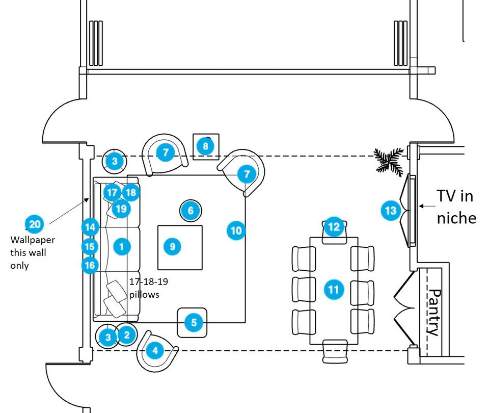 Online Designer Combined Living/Dining Floorplan