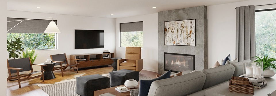 Mid-Century Modern Living Room Design- After Rendering