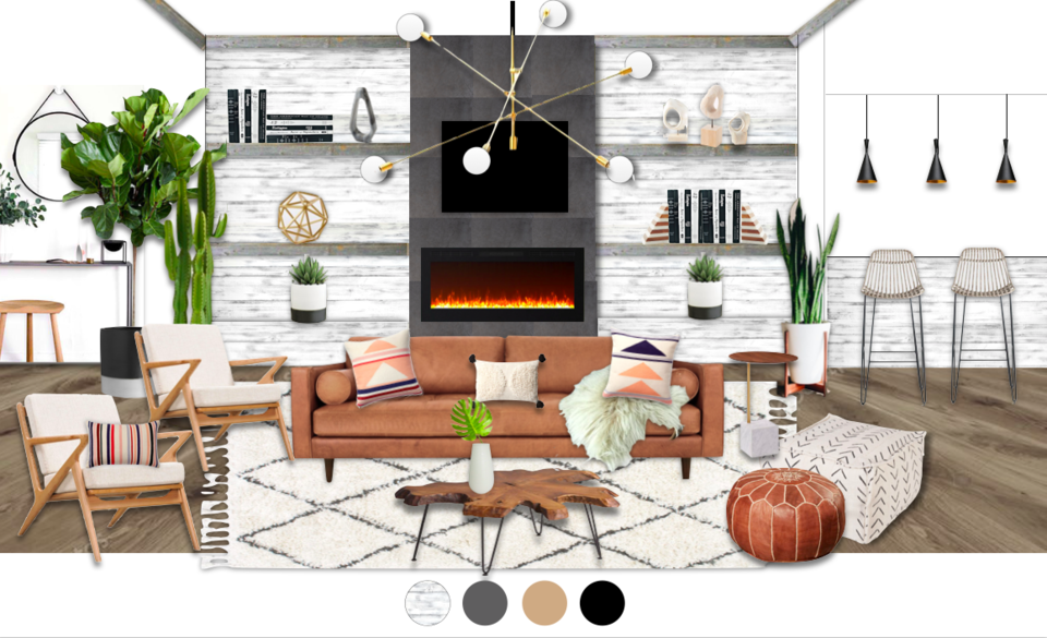 Ideas de diseño interior para sala de estar de diseñador en línea