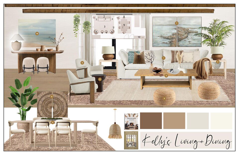 Organic Eclectic Combined Living & Dining Room Casey H. Moodboard 1 thumb