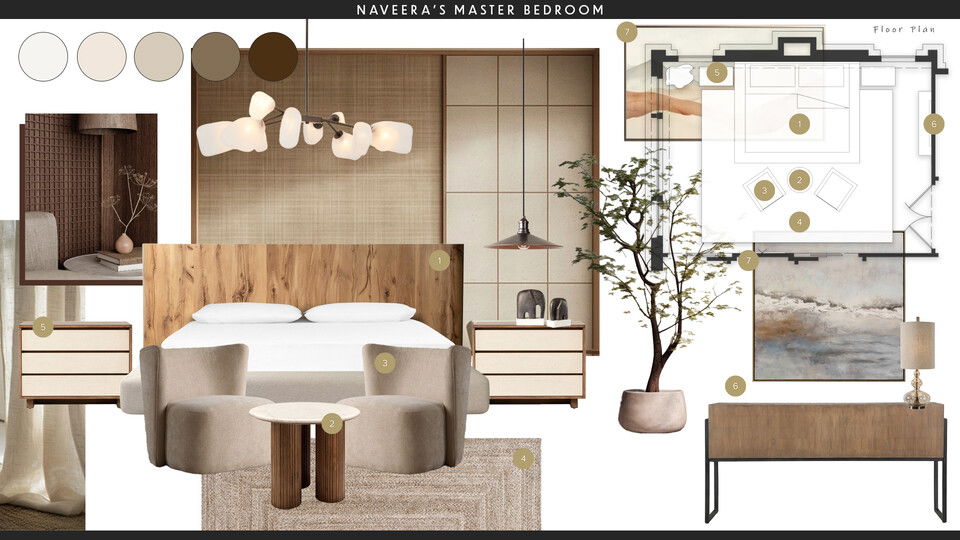 Modern Transitional Bedroom Design with Natural Tones Iulia B. Moodboard 1 thumb