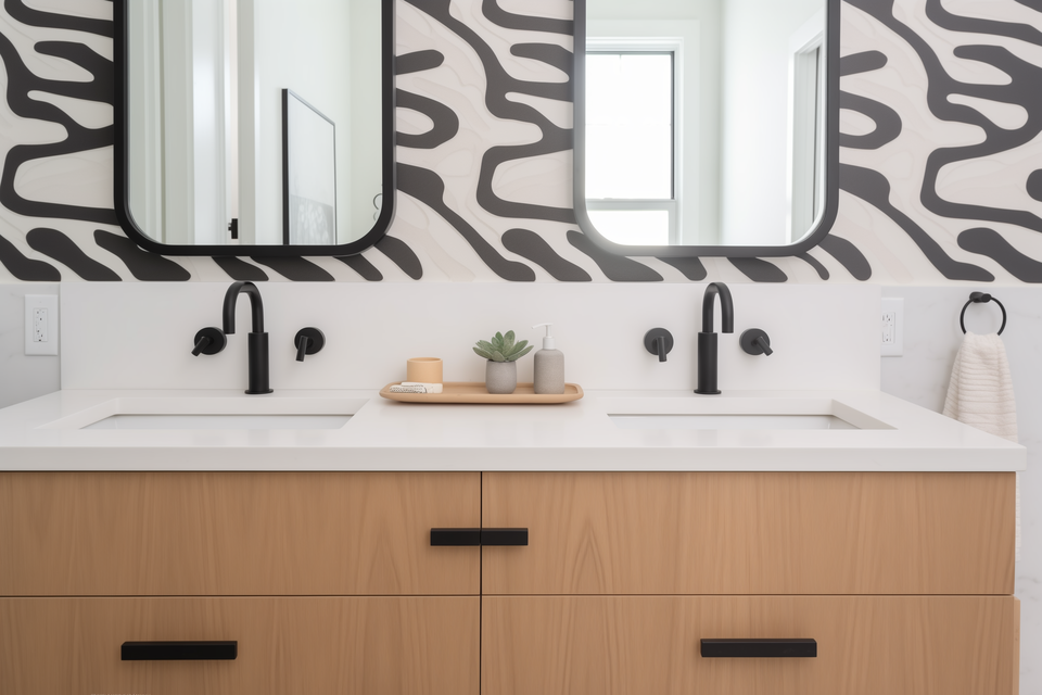 Bathroom Remodel with Artistic Backsplash