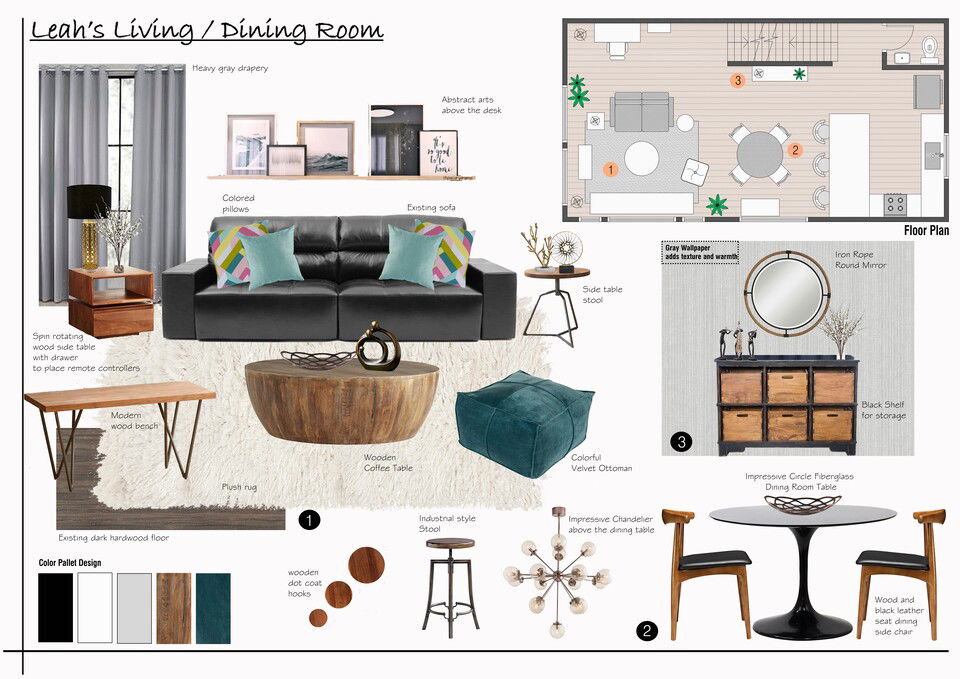 Diseño de Sala de Estar y Comedor Moderno Boho Liana S. Moodboard 1 thumb