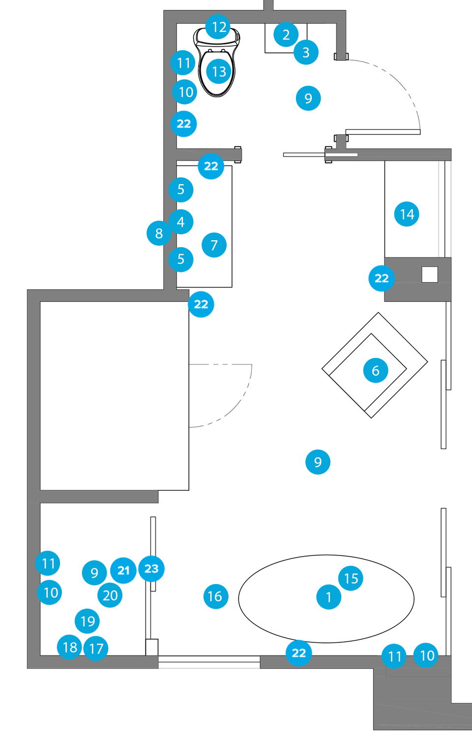 Online Designer Bathroom Floorplan