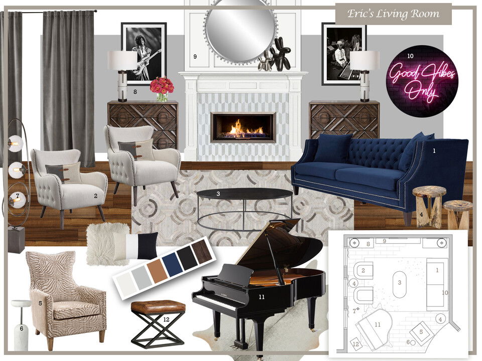 Transitional Living Room with Grand Piano Dragana V. Moodboard 1 thumb