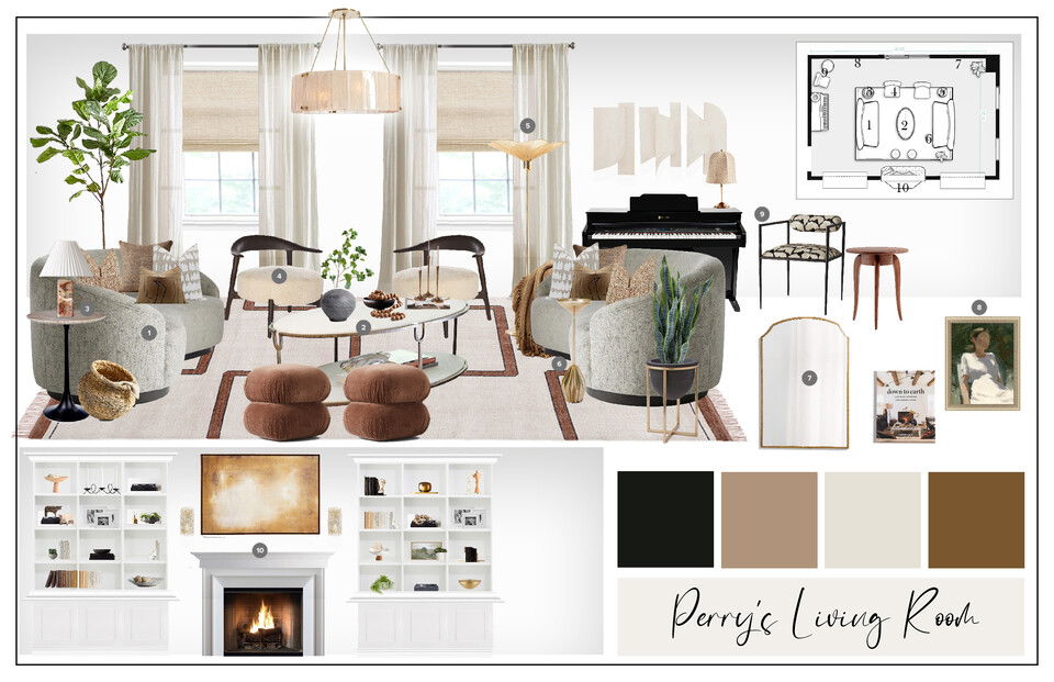 Neoclassical Living and Dining Room with Built-in Cabinets Casey H. Moodboard 2 thumb