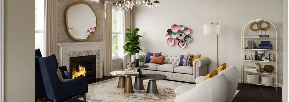 Eclectic Glam Living Room- After Rendering