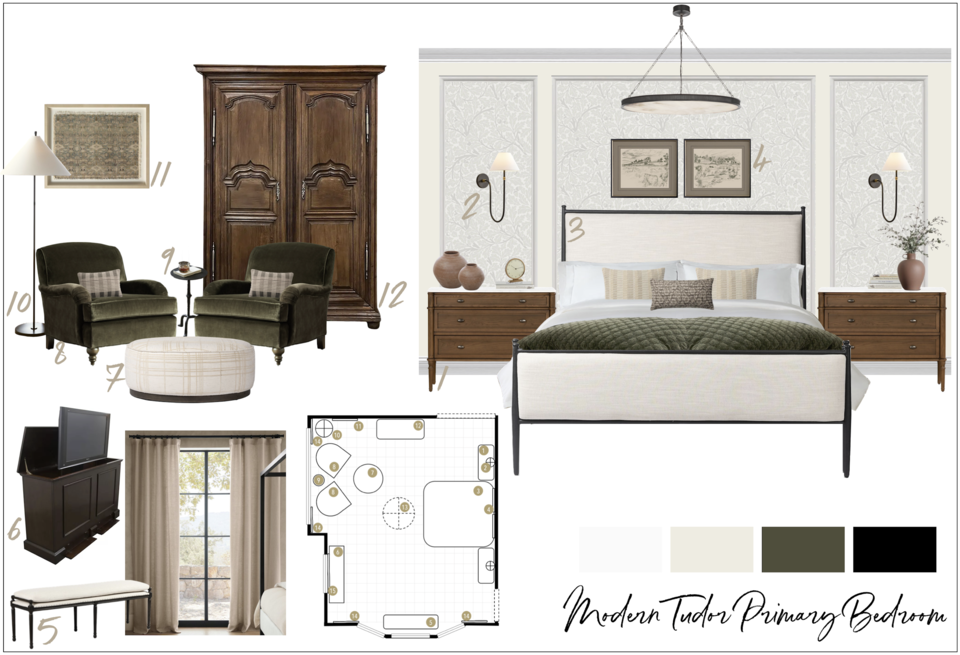 Modern Tudor Primary Bedroom Sarah R. Moodboard 1 thumb