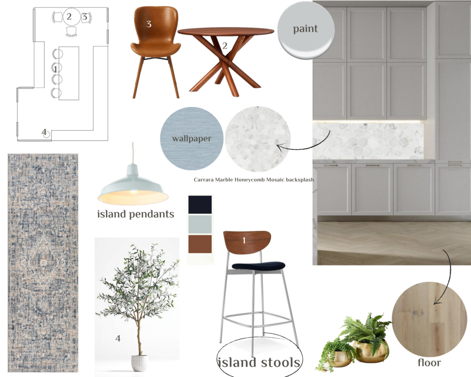 Transitional Kitchen With Island Pendants Sahar M. Moodboard 2 thumb