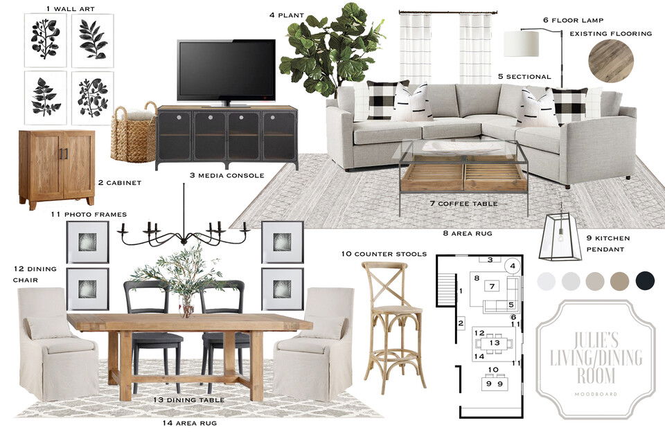 Modern Farmhouse Living & Dining Interior Design MaryBeth C. Moodboard 1 thumb