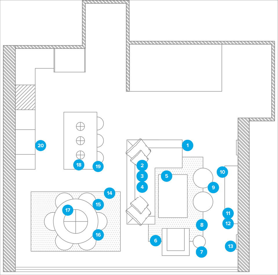 Online Designer Combined Living/Dining Floorplan