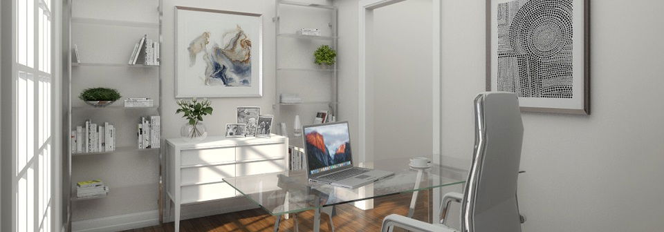 Clean and Modern Home Office Design- After Rendering