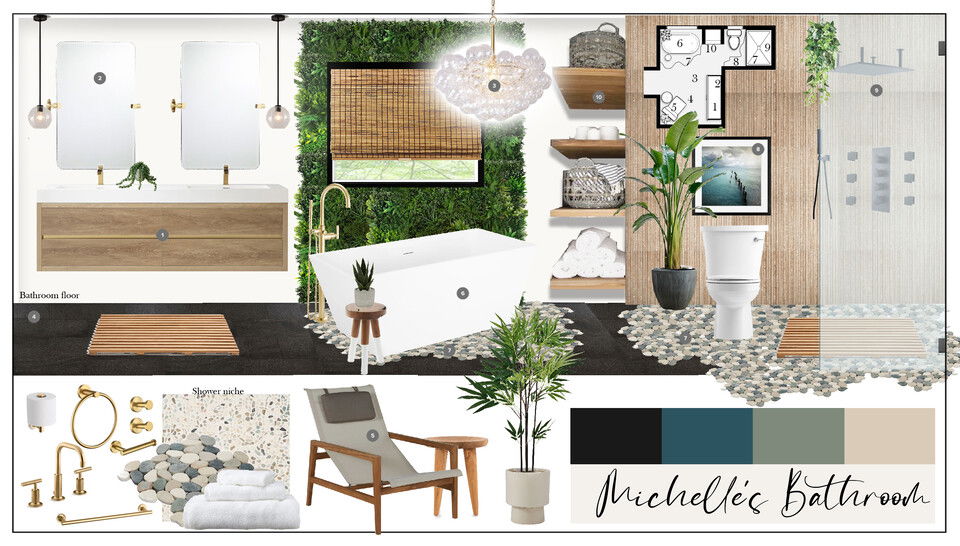 Lush Modern Topical Bathroom Casey H. Moodboard 2 thumb