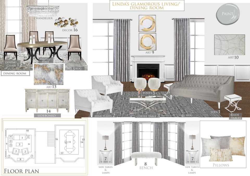 Proyecto de Dormitorio, Oficina y Entrada Transicional Moodboard 2 de Tijana Z.
